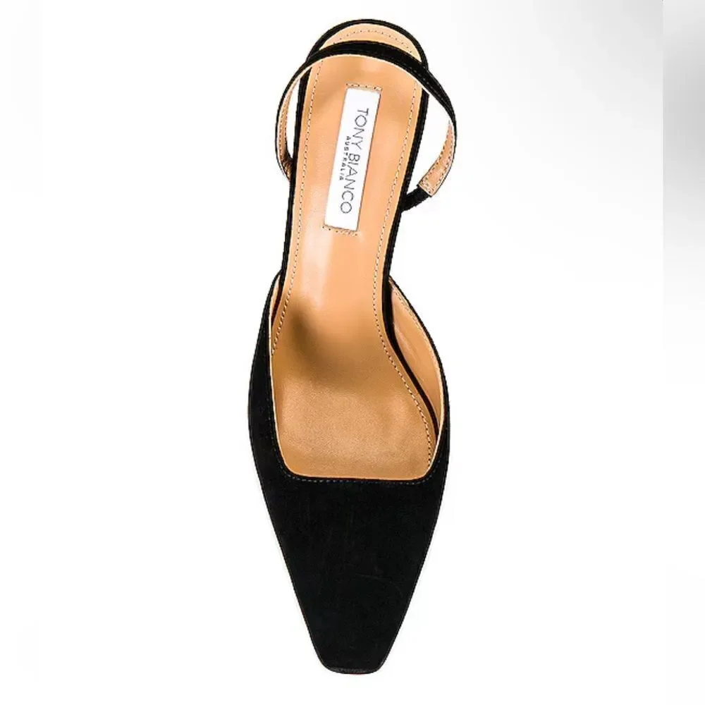 Tony Bianco Tiamo shoes black suede high heels sling back Revolve 6.5 - Picture 4 of 14